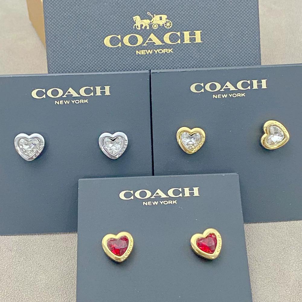 Coach Heart Shaped Zircon Earrings for